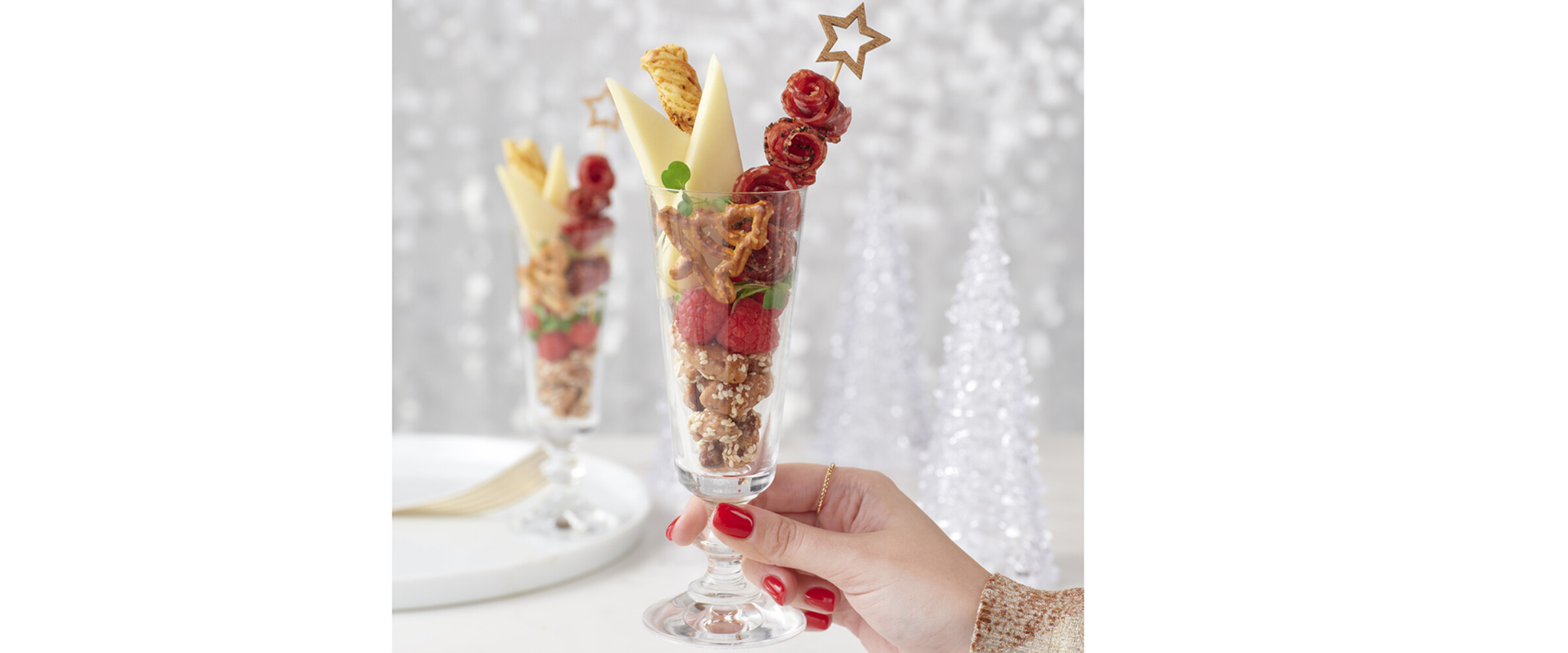 Charcuterie in a cocktail flute