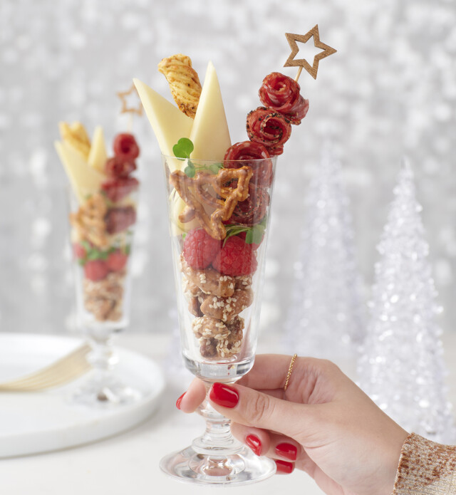 Charcuterie in a cocktail flute